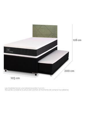 Imagen 2 del producto Diván Ortopedic Black 1.5 Plazas Respaldo Villarrica Olivo