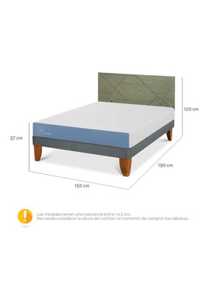 Imagen 2 del producto Cama Europea Excellence 2 Plazas x190 cm + Respaldo Villarrica Olivo