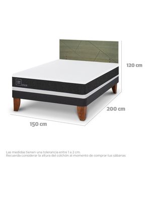 Imagen 2 del producto Cama Europea Ortopedic 2 Plazas + Respaldo Villarrica Olivo