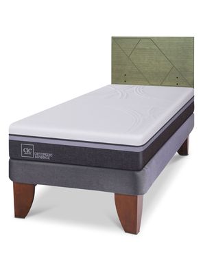 Cama Europea Ortopedic Advance 1.5 Plazas + Respaldo Villarrica Olivo