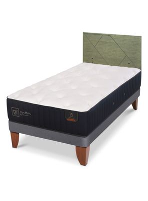 Cama Europea Premium 1.5 Plazas + Respaldo Villarrica Olivo