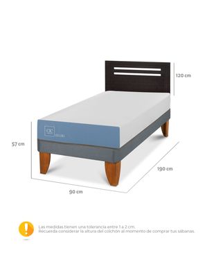 Imagen 2 del producto Cama Europea Excellence 1 Plaza x190 cm + Respaldo Múnich Negro