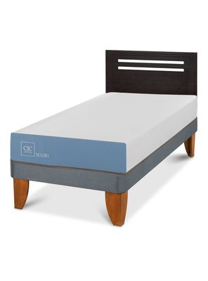 Cama Europea Excellence 1 Plaza x190 cm + Respaldo Múnich Negro