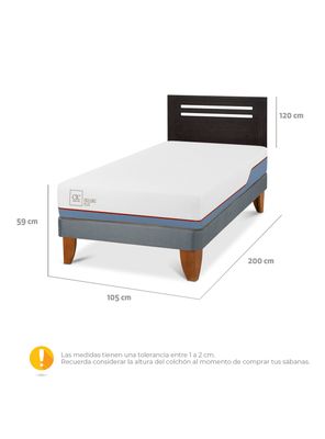 Imagen 2 del producto Cama Europea Excellence Plus 1.5 Plazas + Respaldo Múnich Negro