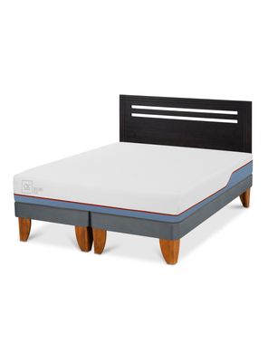 Cama Europea Excellence Plus 2 Plazas Base Dividida + Respaldo Múnich Negro