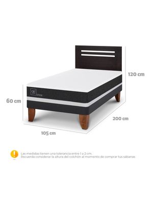 Imagen 2 del producto Cama Europea Ortopedic 1.5 Plazas + Respaldo Múnich Negro