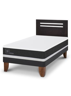 Cama Europea Ortopedic 1.5 Plazas + Respaldo Múnich Negro