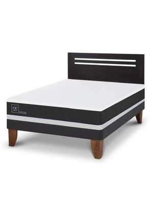 Cama Europea Ortopedic 2 Plazas + Respaldo Múnich Negro