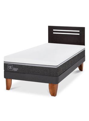 Cama Europea Ortopedic Advance 1.5 Plazas + Respaldo Múnich Negro
