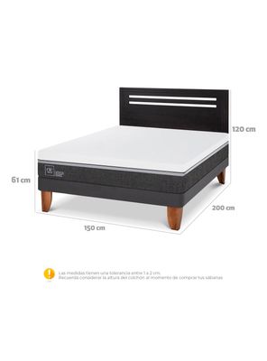 Imagen 2 del producto Cama Europea Ortopedic Advance 2 Plazas + Respaldo Múnich Negro