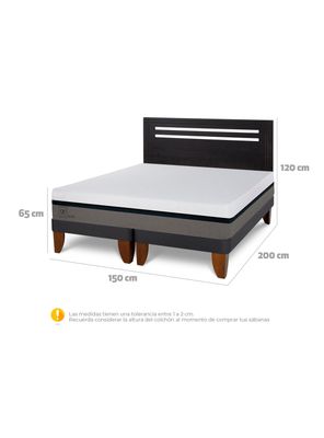Imagen 2 del producto Cama Europea Balance 2 Plazas Base Dividida + Respaldo Múnich Negro