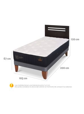 Imagen 2 del producto Cama Europea Premium 1.5 Plazas + Respaldo Múnich Negro