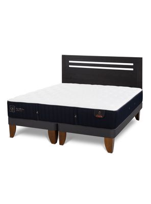 Cama Europea Premium 2 Plazas Base Dividida + Respaldo Múnich Negro