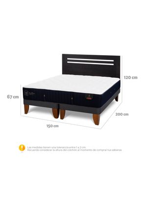 Imagen 2 del producto Cama Europea Premium 2 Plazas Base Dividida + Respaldo Múnich Negro
