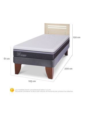 Imagen 2 del producto Cama Europea Ortopedic Advance 1.5 Plazas + Respaldo Múnich Alpino