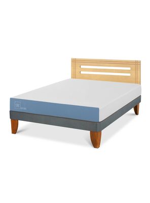 Cama Europea Excellence 2 Plazas + Respaldo Múnich Mostaza