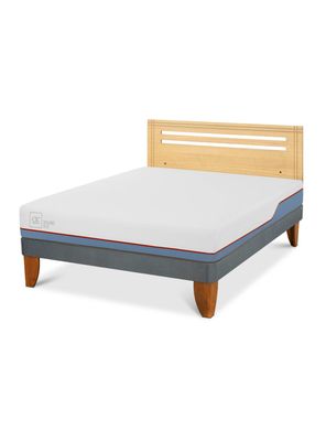 Cama Europea Excellence Plus 2 Plazas + Respaldo Múnich Mostaza