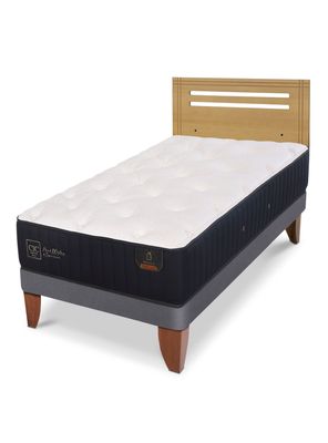 Cama Europea Premium 1.5 Plazas + Respaldo Múnich Mostaza