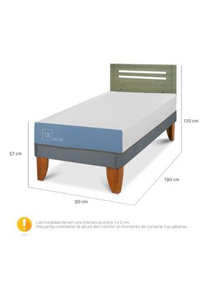 Imagen 2 del producto Cama Europea Excellence 1 Plaza + Respaldo Múnich Olivo
