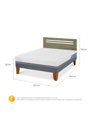 Imagen 2 del producto Cama Europea Excellence Plus 2 Plazas + Respaldo Múnich Olivo