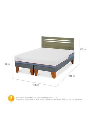 Imagen 2 del producto Cama Europea Excellence Plus 2 Plazas Base Dividida + Respaldo Múnich Olivo