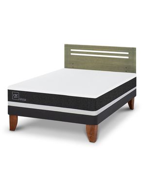 Cama Europea Ortopedic 2 Plazas + Respaldo Múnich Olivo