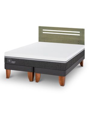 Cama Europea Ortopedic Advance 2 Plazas Base Dividida + Respaldo Múnich Olivo