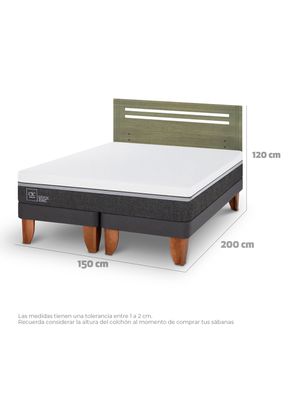 Imagen 2 del producto Cama Europea Ortopedic Advance 2 Plazas Base Dividida + Respaldo Múnich Olivo