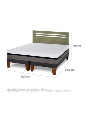 Imagen 2 del producto Cama Europea Balance 2 Plazas Base Dividida + Respaldo Múnich Olivo
