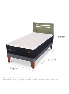 Imagen 2 del producto Cama Europea Premium 1.5 Plazas + Respaldo Múnich Olivo