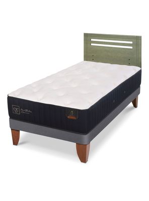 Cama Europea Premium 1.5 Plazas + Respaldo Múnich Olivo
