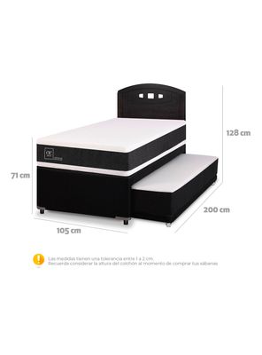 Imagen 2 del producto Diván Ortopedic Black 1.5 Plazas Respaldo Gales Negro