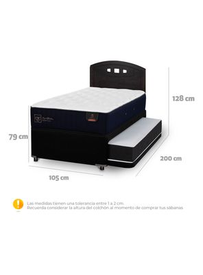 Imagen 2 del producto Diván Premium Black 1.5 Plazas Respaldo Gales Negro