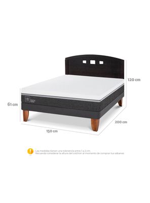 Imagen 2 del producto Cama Europea Ortopedic Advance 2 Plazas + Respaldo Gales Negro