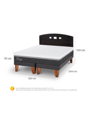 Imagen 2 del producto Cama Europea Ortopedic Advance 2 Plazas Base Dividida + Respaldo Gales Negro