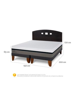 Imagen 2 del producto Cama Europea Balance 2 Plazas Base Dividida + Respaldo Gales Negro