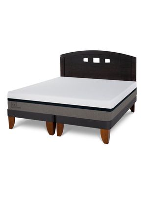 Cama Europea Balance 2 Plazas Base Dividida + Respaldo Gales Negro