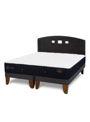 Cama Europea Premium 2 Plazas Base Dividida + Respaldo Gales Negro