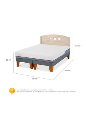 Imagen 2 del producto Cama Europea Excellence Plus 2 Plazas Base Dividida + Respaldo Gales Alpino