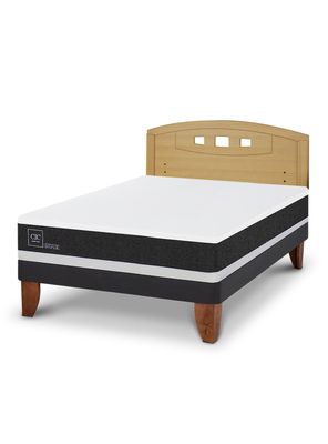 Cama Europea Ortopedic 2 Plazas + Respaldo Gales Mostaza