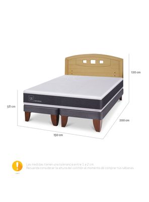Imagen 2 del producto Cama Europea Ortopedic 2 Plazas Base Dividida + Respaldo Gales Mostaza