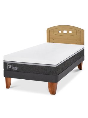 Cama Europea Ortopedic Advance 1.5 Plazas + Respaldo Gales Mostaza