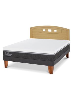 Cama Europea Ortopedic Advance 2 Plazas + Respaldo Gales Mostaza