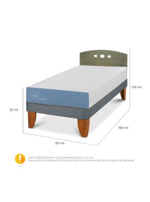 Imagen 2 del producto Cama Europea Excellence 1 Plaza + Respaldo Gales Olivo