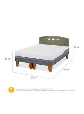 Imagen 2 del producto Cama Europea Excellence Plus 2 Plazas Base Dividida + Respaldo Gales Olivo