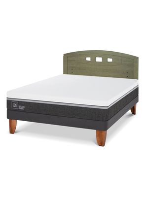 Cama Europea Ortopedic Advance 2 Plazas + Respaldo Gales Olivo