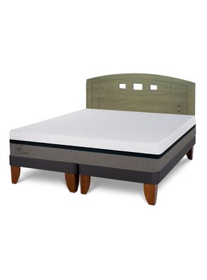 Cama Europea Balance 2 Plazas Base Dividida + Respaldo Gales Olivo