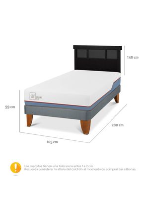 Imagen 2 del producto Cama Europea Excellence Plus 1.5 Plazas + Respaldo Dublín Negro