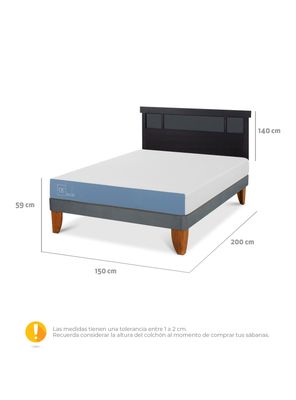 Imagen 2 del producto Cama Europea Excellence Plus 2 Plazas + Respaldo Dublín Negro