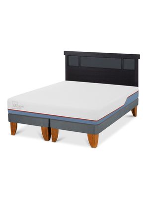 Cama Europea Excellence Plus 2 Plazas Base Dividida + Respaldo Dublín Negro